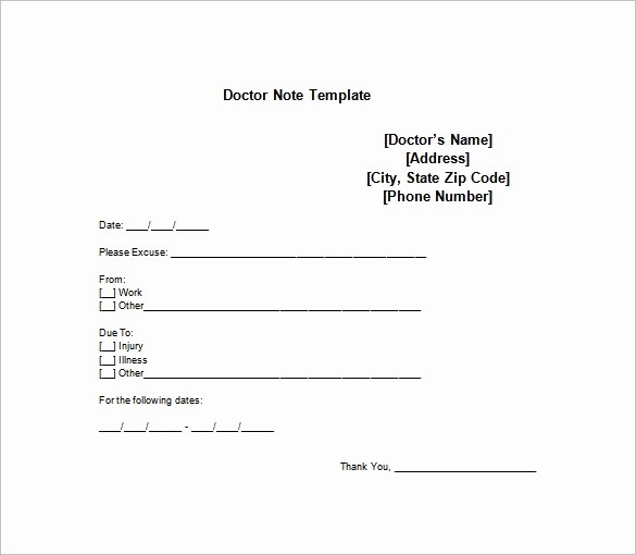 Doctor Note for Work Template Invitation Template