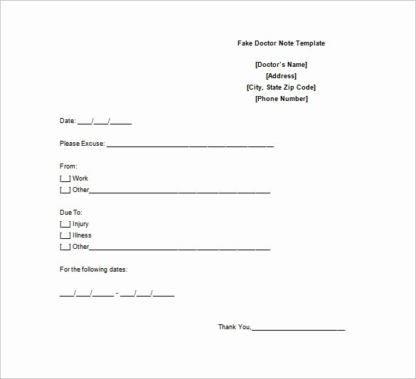 Doctor Note Template 6 Free Sample Example format