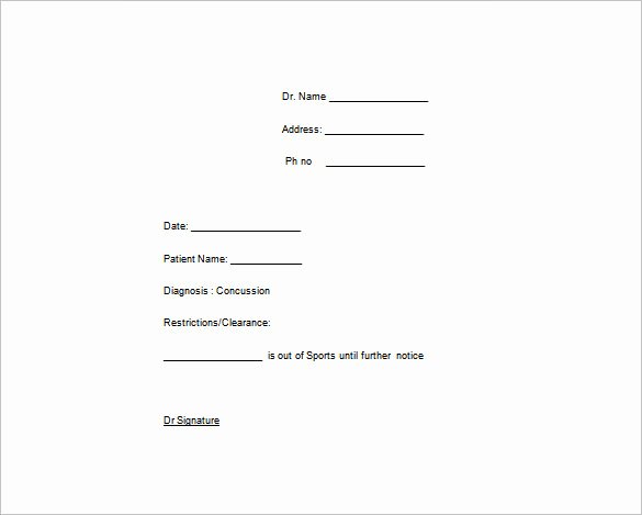 Doctor Note Template 6 Free Sample Example format