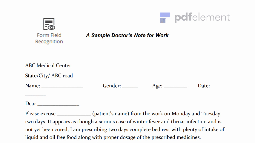 Doctors Note for Work Template Download Create Fill and