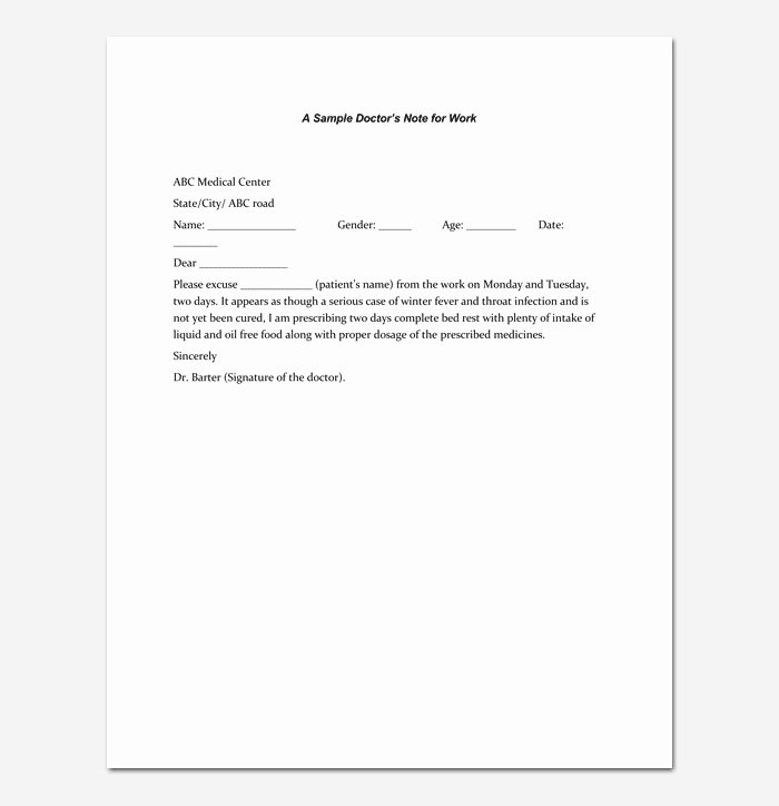 Doctors Note Template 7 Fillable Notes for Word &amp; Pdf
