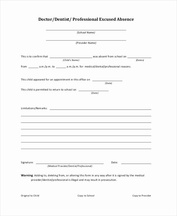 Doctors Note Template for School 6 Free Word Pdf