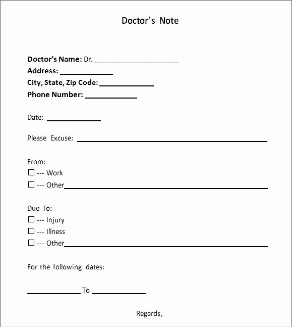 Doctors Note Template Free Doctors Note for Work