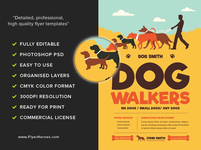 dog walkers flyer template