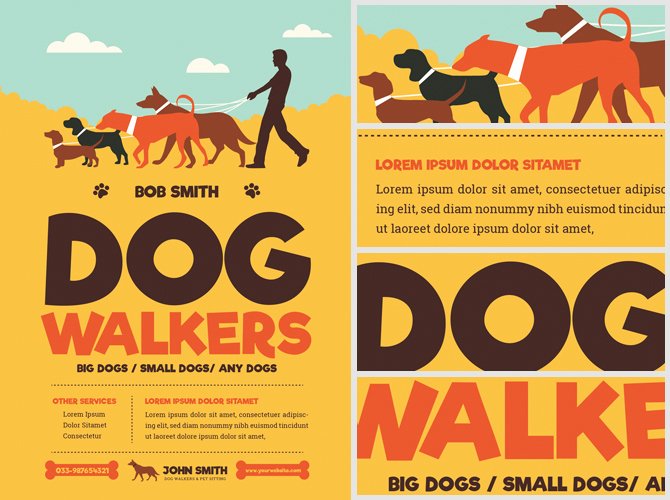 Dog Walkers Flyer Template Flyerheroes