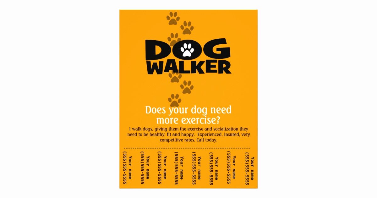 Dog Walking Business Tear Sheet Flyer Template