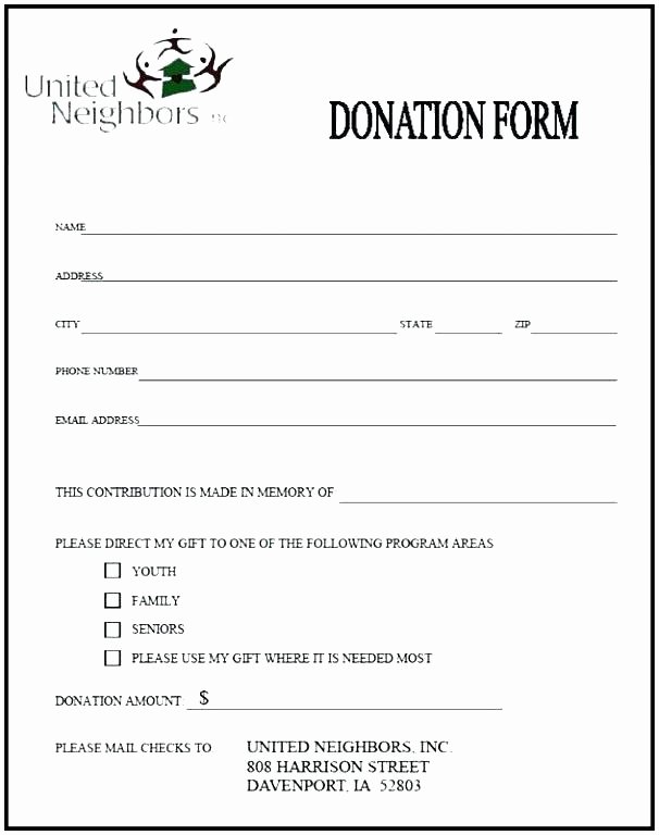 Donation form Sample Printable Free forms Template