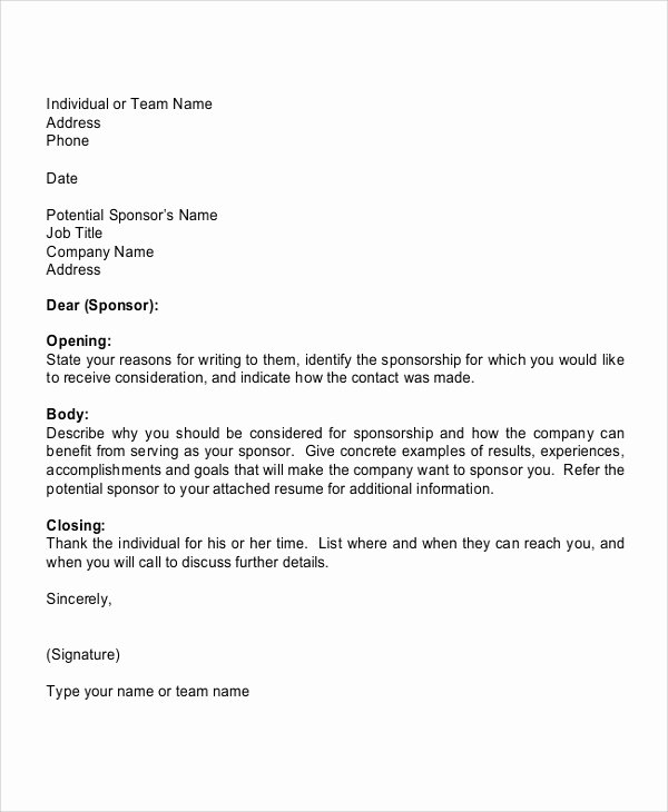 Donation Letter Template for Sports Sports Sponsorship