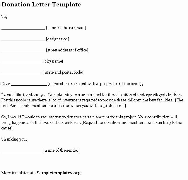 Donation Letter Template Sample Letters