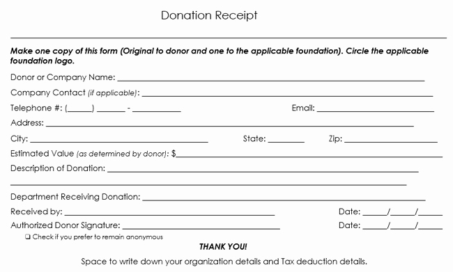 donation receipt template