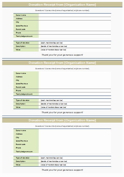 donation receipt template