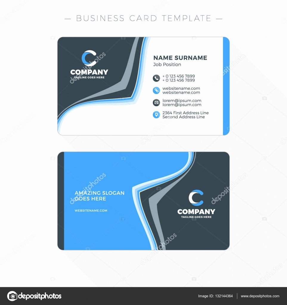 Double Sided Business Card Template with Abstract Blue and