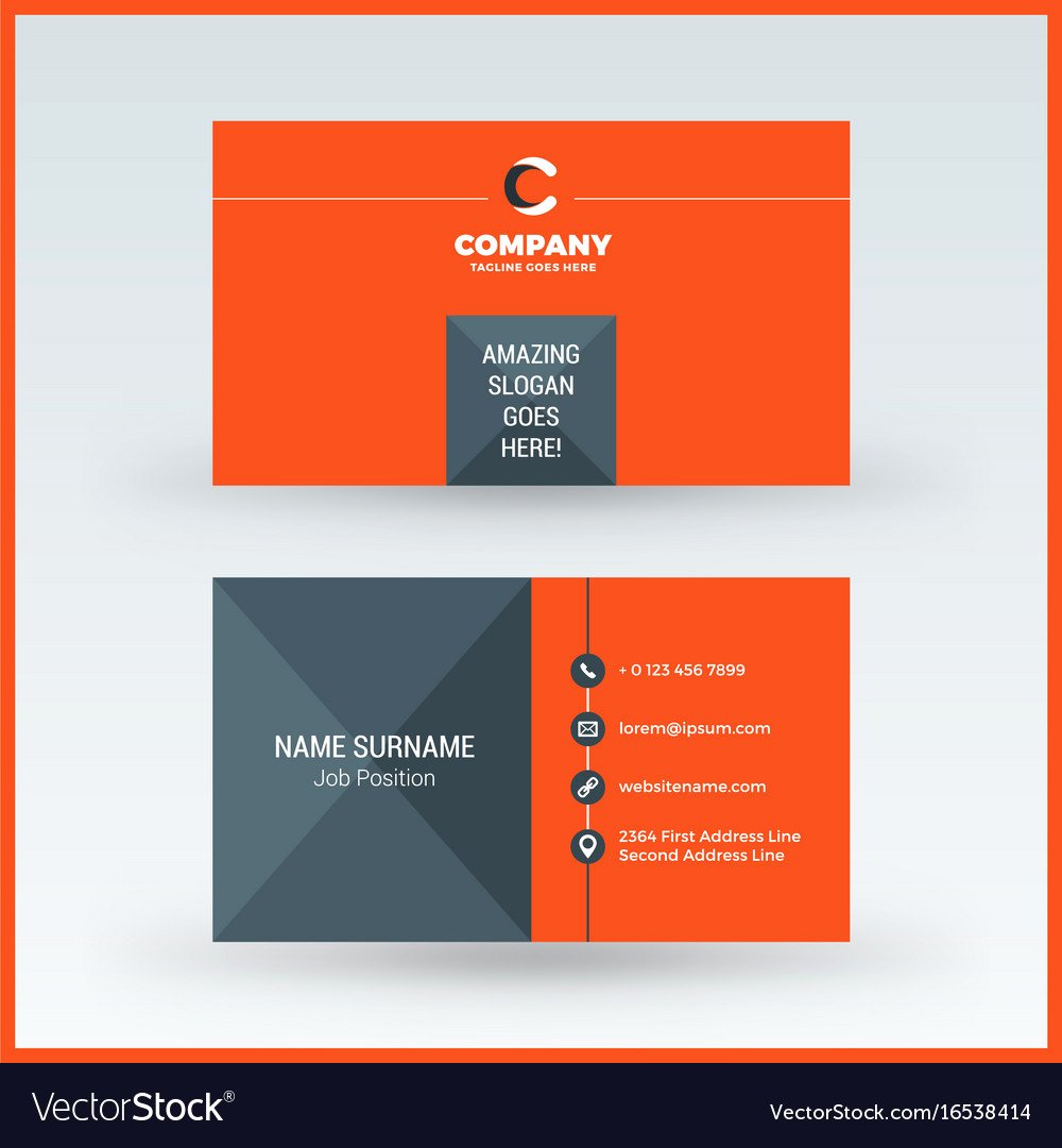 Double Sided Horizontal Business Card Template Vector Image