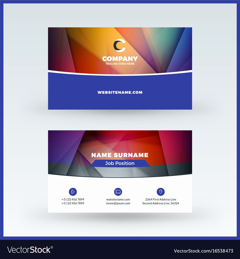 Double Sided Horizontal Business Card Template Vector Image