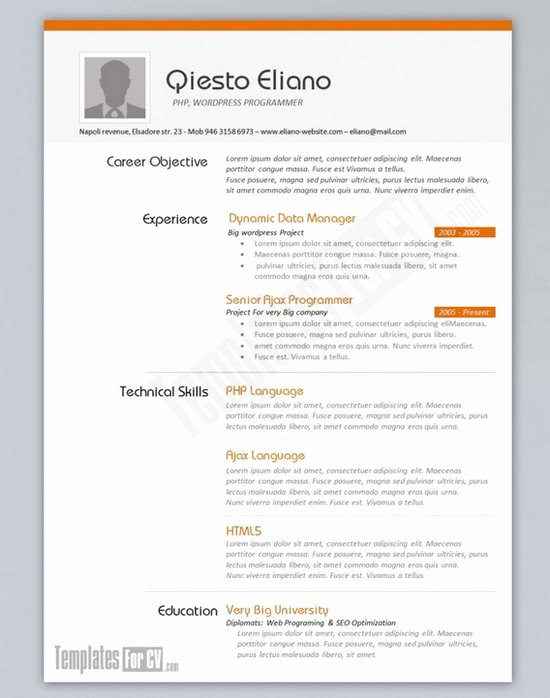 free creative resume cv templates