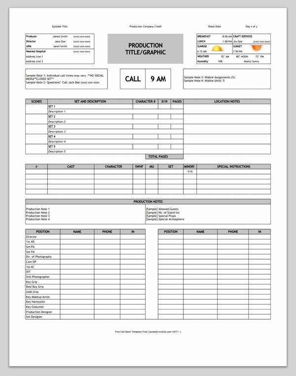 Download A Free Call Sheet Template to Get Your Crew