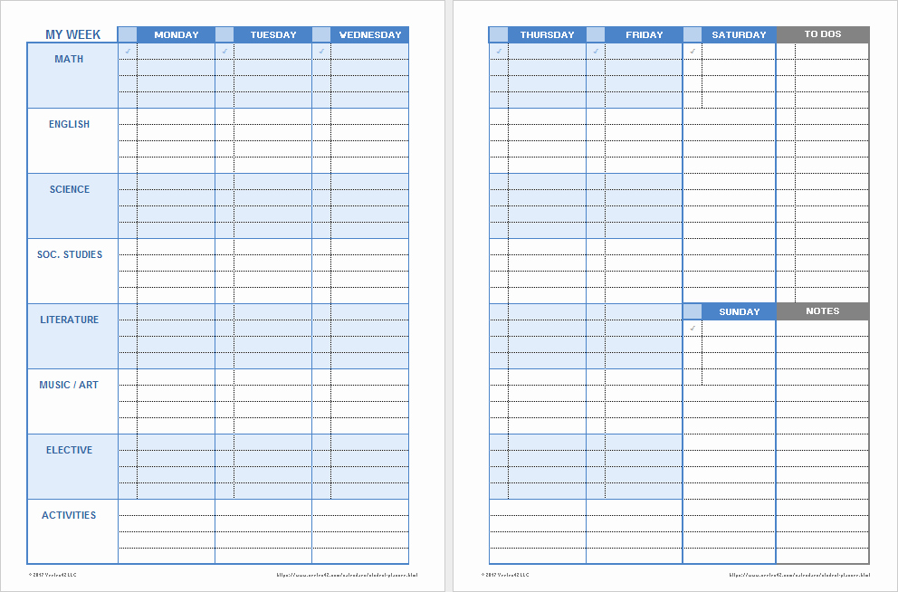 Download A Free Printable Weekly Student Planner Template