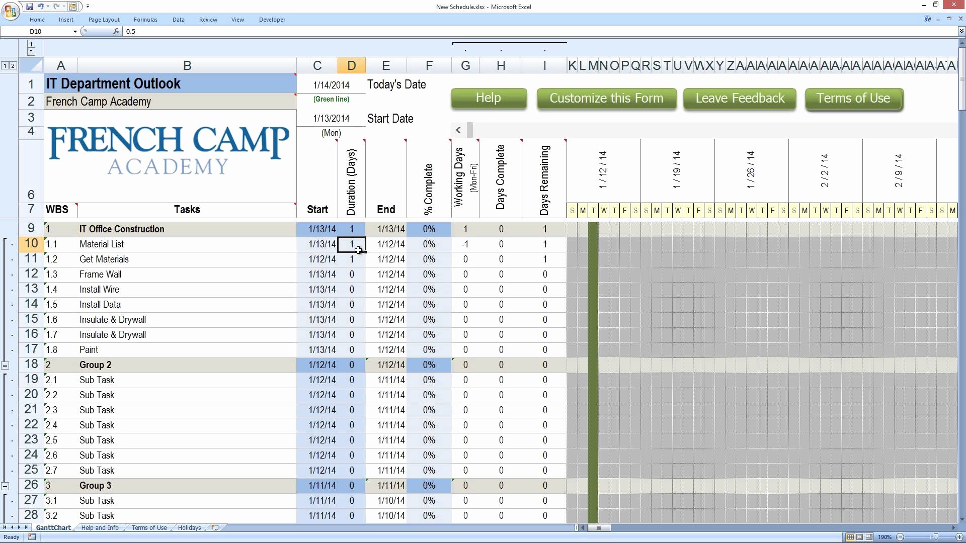 build gantt chart using microsoft project