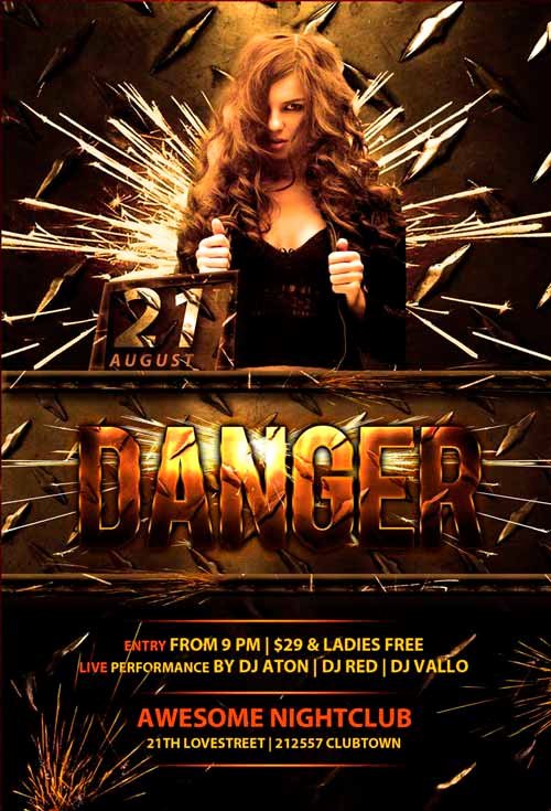 Download Danger Club Free Psd Flyer Template