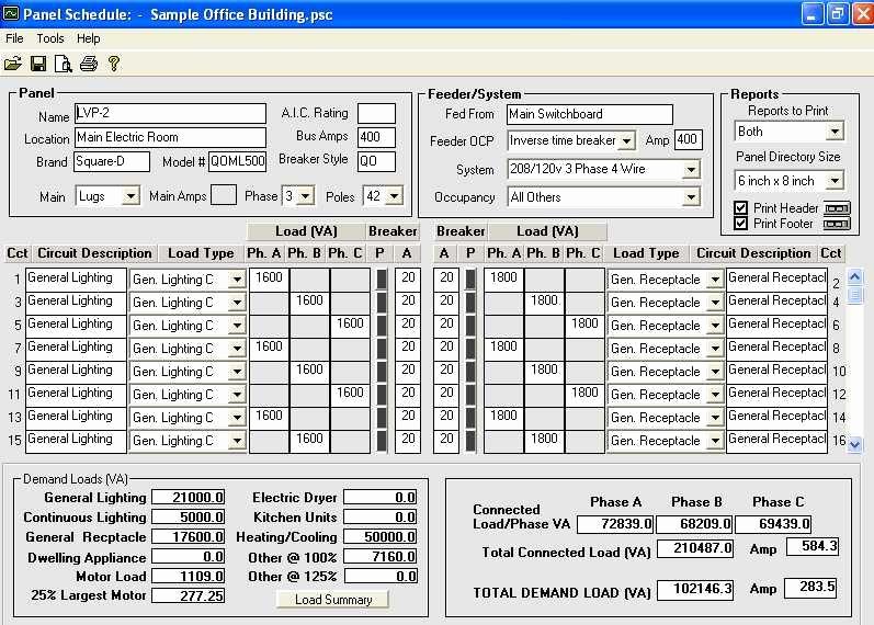 Download Electrical Panel Schedule Template software
