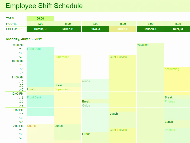 Download Employee Shift Schedule Template for Excel for