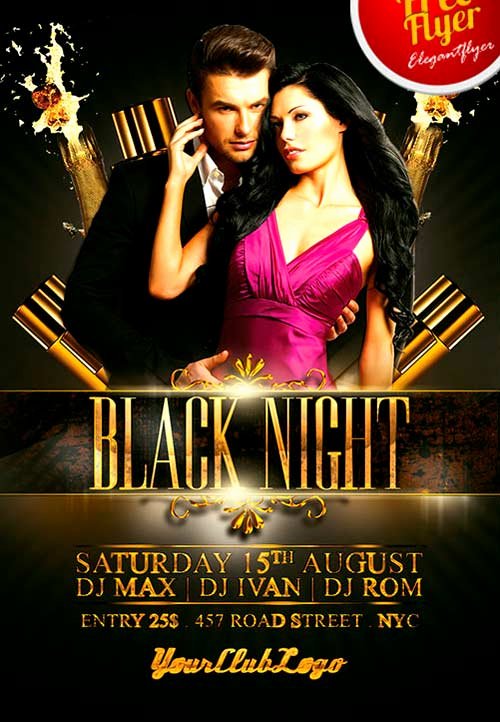Download Free Black Night Club Psd Flyer Template