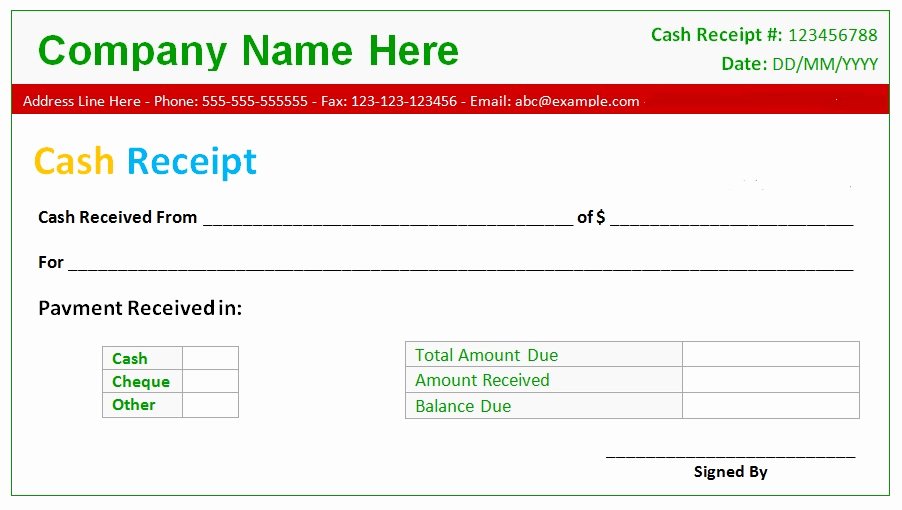 Download Free Cash Receipt Excel Templates for Business
