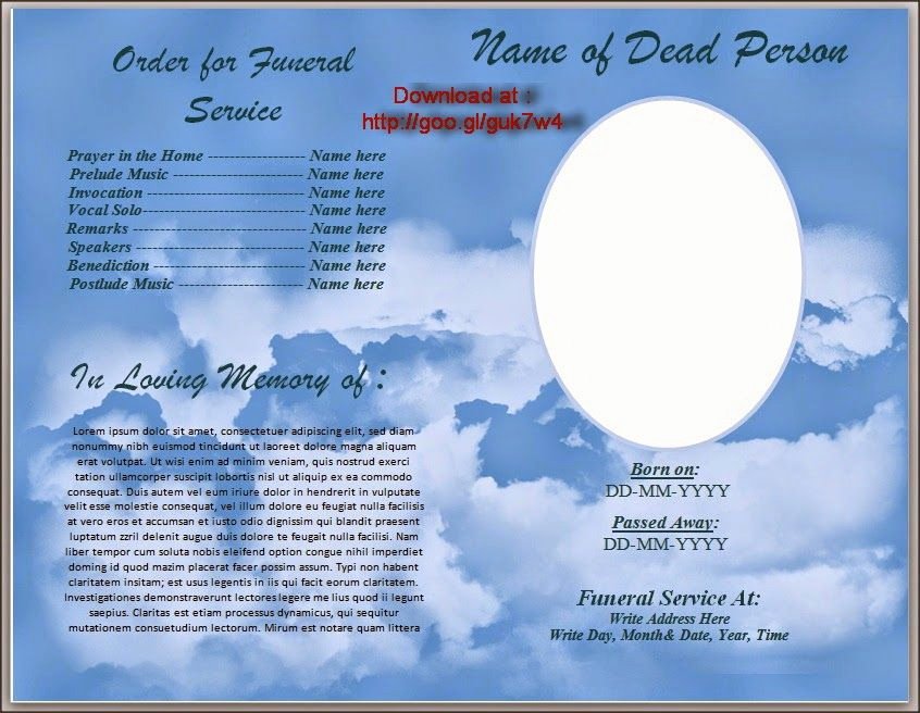 Download Free Funeral Program Template for Australia In