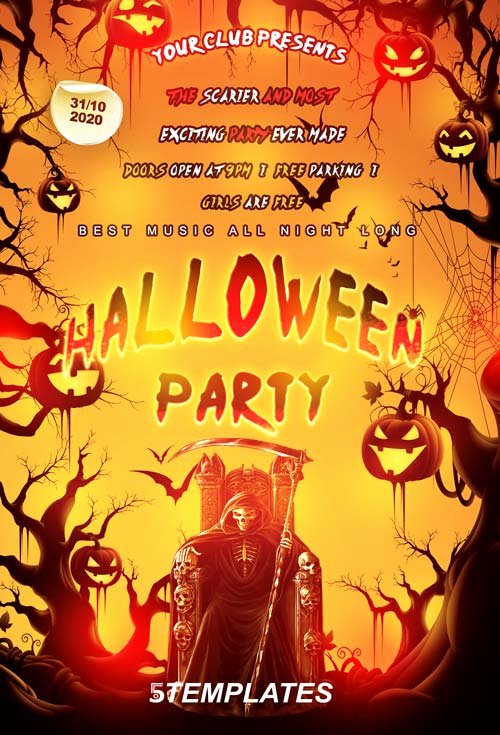 Download Free Halloween Flyer Psd Templates for Shop