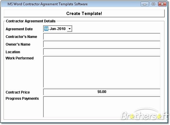 ms word contractor agreement template software