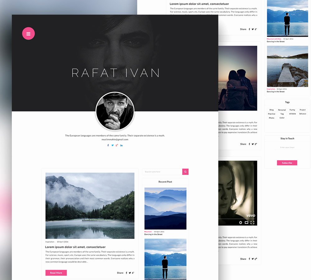 Download Free Personal Blog Website Template Free Psd
