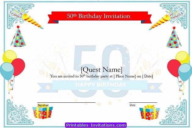 Download Free Printable Invitations Of Cool 50th Birthday