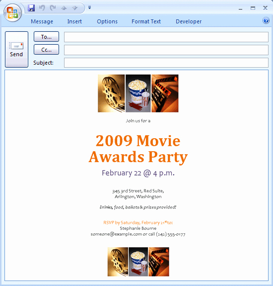 Download Free Printable Invitations Of E Mail Message