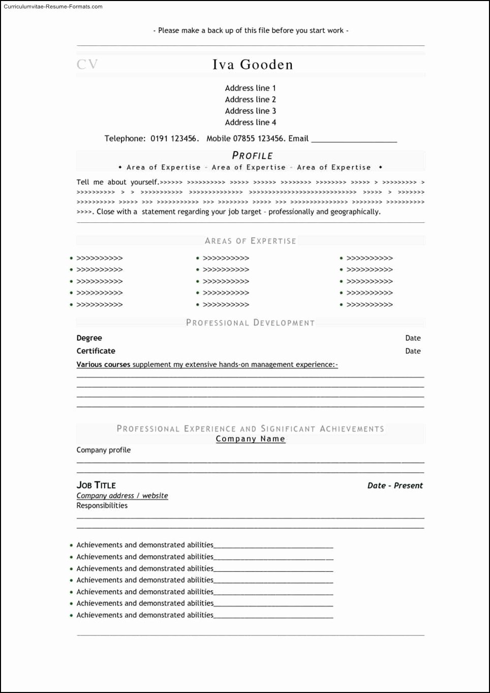 Download Free Professional Resume Templates Free Samples