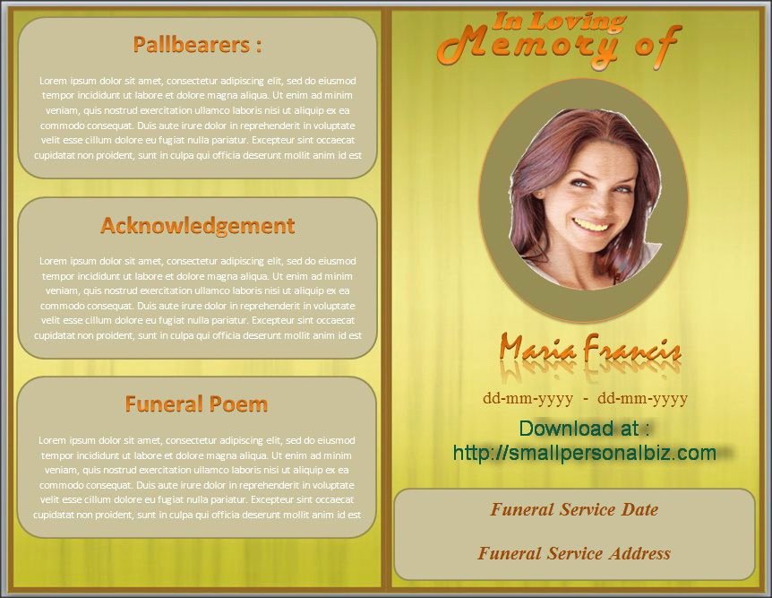 Download Funeral Program Template In Ms Word with Design