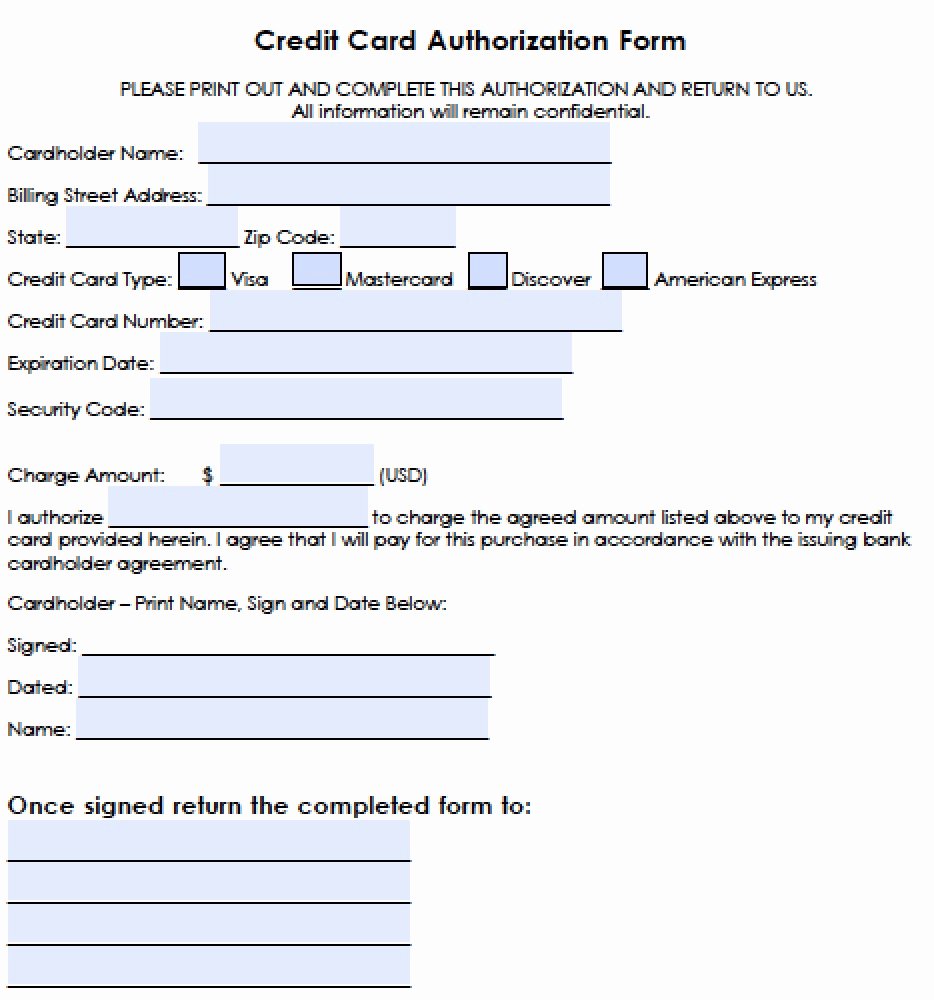 Download Generic Credit Card Authorization forms Wikidownload