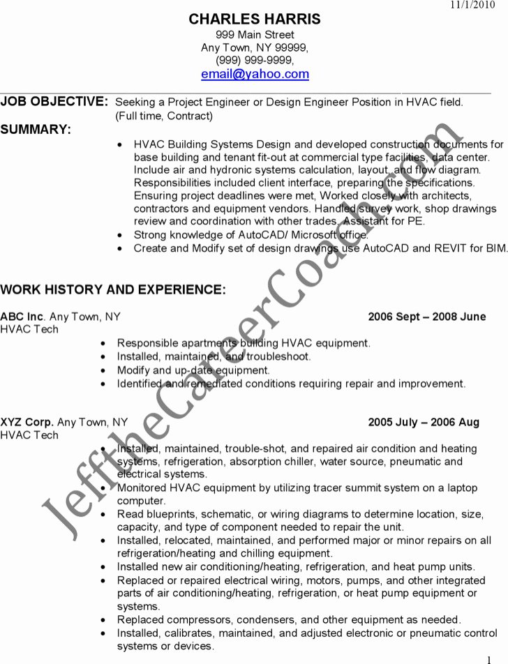 Download Hvac Resume Template for Free Tidytemplates