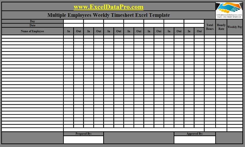 Download Multiple Employees Weekly Timesheet Excel