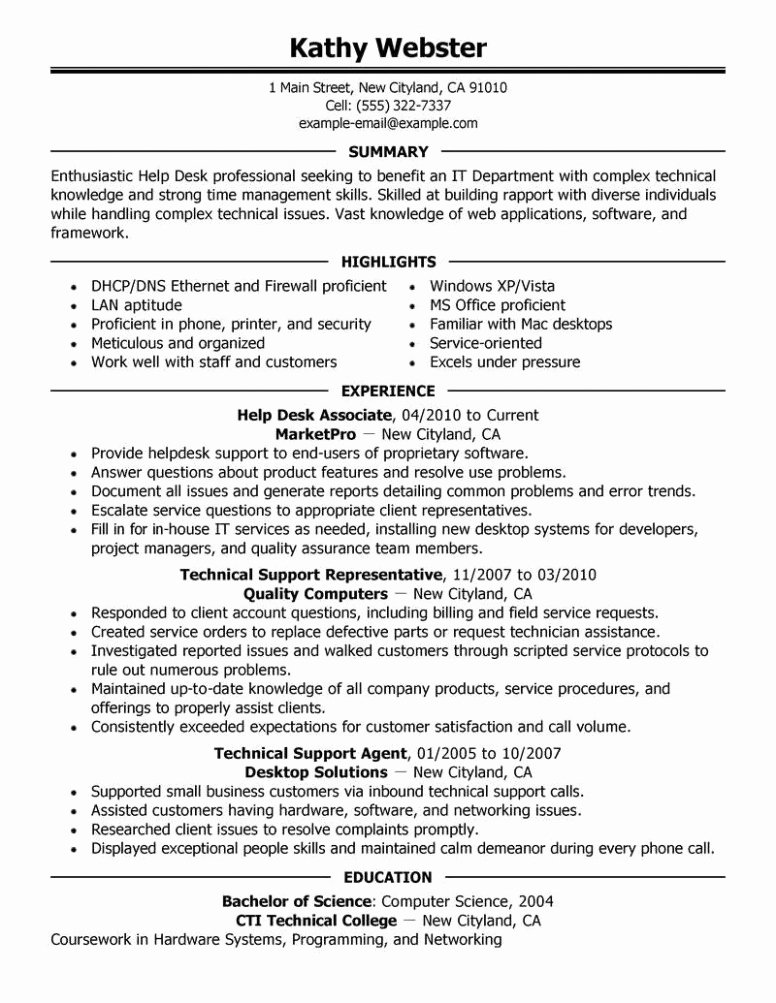 Download now 10 Entry Level Help Desk Resume Generate