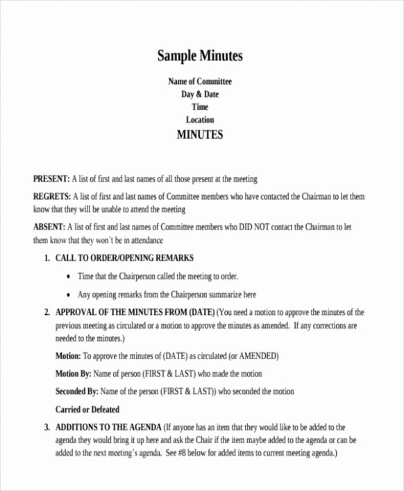 Printable Hoa Meeting Minutes Template