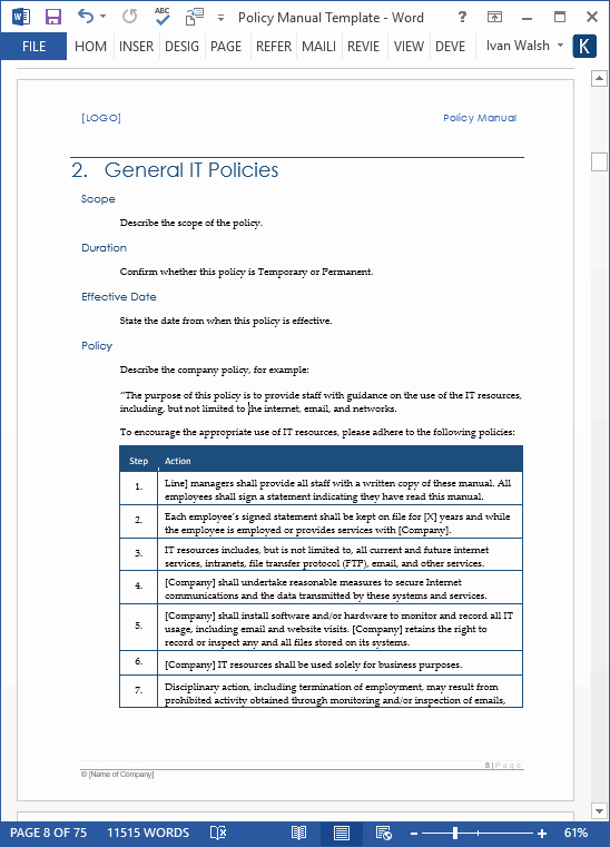 Download Policy &amp; Procedures Manual Templates Ms Word 68