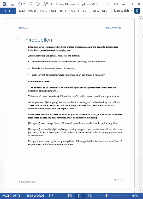 Download Policy &amp; Procedures Manual Templates Ms Word 68