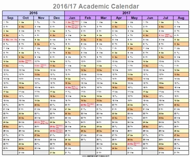 Download Printable Academic Calendar 2016 2017 Free