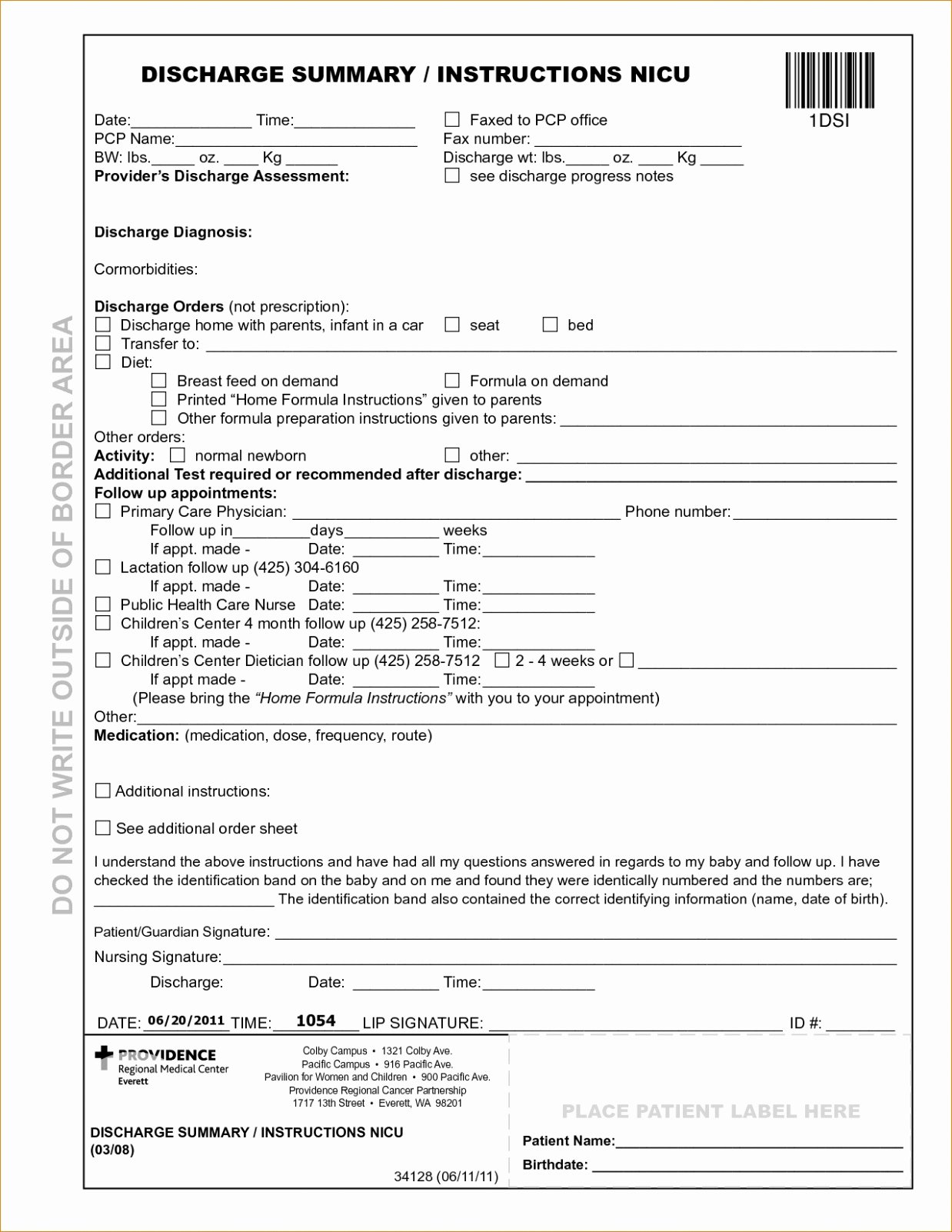 Printable Emergency Room Hospital Discharge Papers Printable Word