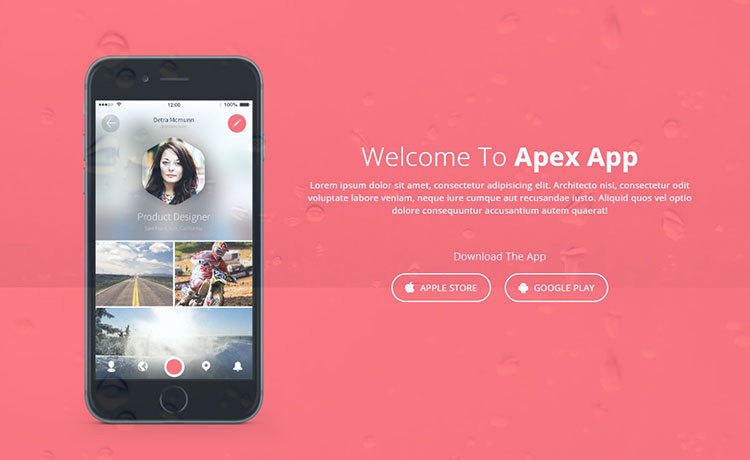 Download Responsive Free Mobile App Landing Page Template