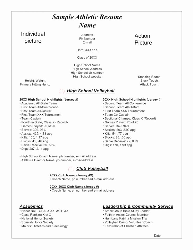 Download Resume Template Student athlete Choice Image