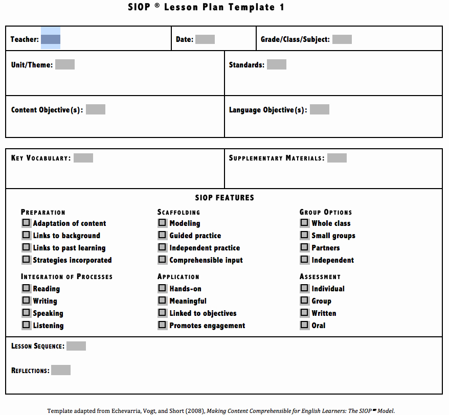 Download Siop Lesson Plan Template 1 2