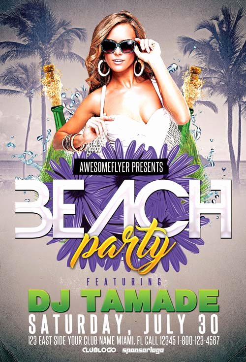 Download Summer Beach Club Party Free Flyer Template