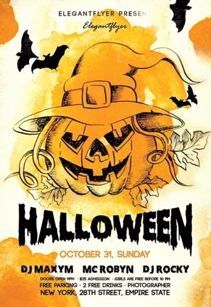 Download the Night Halloween Free Flyer Template for Shop