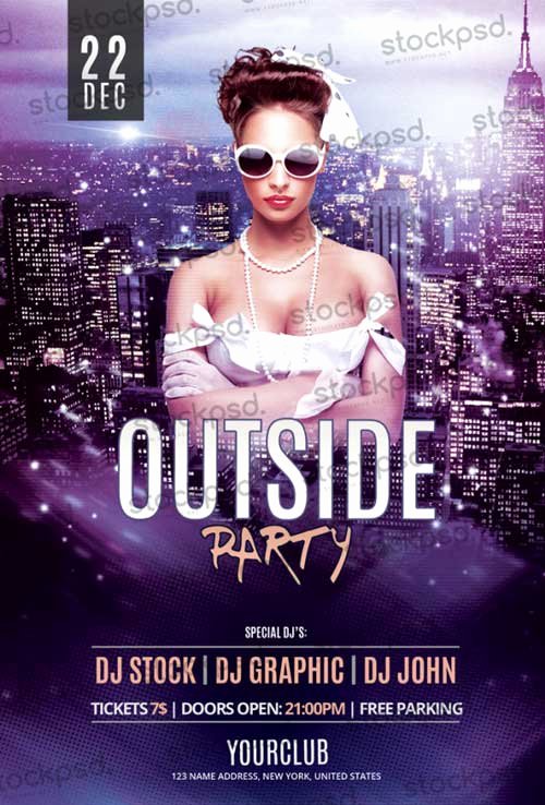 Download the Outside Party Free Flyer Psd Template